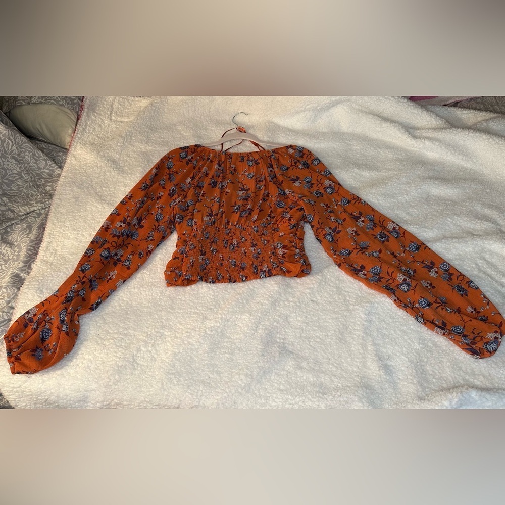 FREE PEOPLE Final Rose Blouse In Rust Combo Women’s Size M - Picture 3 of 8